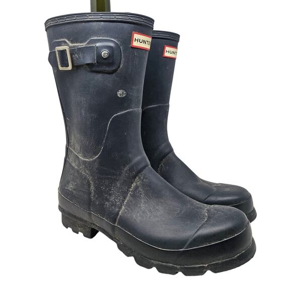 Hunter Original Short Wellington Boots 10 Black Rain Twee Mud Rubber Cottage - Picture 1 of 6